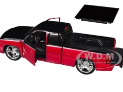 2006 Chevrolet Silverado Custom Pickup Truck Red Metallic and Black with Silver Stripes 