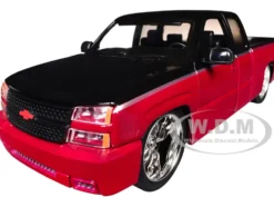 2006 Chevrolet Silverado Custom Pickup Truck Red Metallic and Black with Silver Stripes 