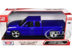2006 Chevrolet Silverado Custom Pickup Truck Blue Metallic "Die-Cast Collection" Series 1/25 Diecast Model Car by Motormax