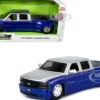 1999 Chevrolet Silverado Dually Pickup Truck Blue Metallic and Silver with Stock Wheels "Just Trucks" Series 1/24 Diecast Model Car by Jada