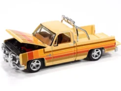 1981 Chevrolet Silverado Fleetside Pickup Truck Cream with Stripes "Hobby Exclusive" Series 1/64 Diecast Model Car by Auto World