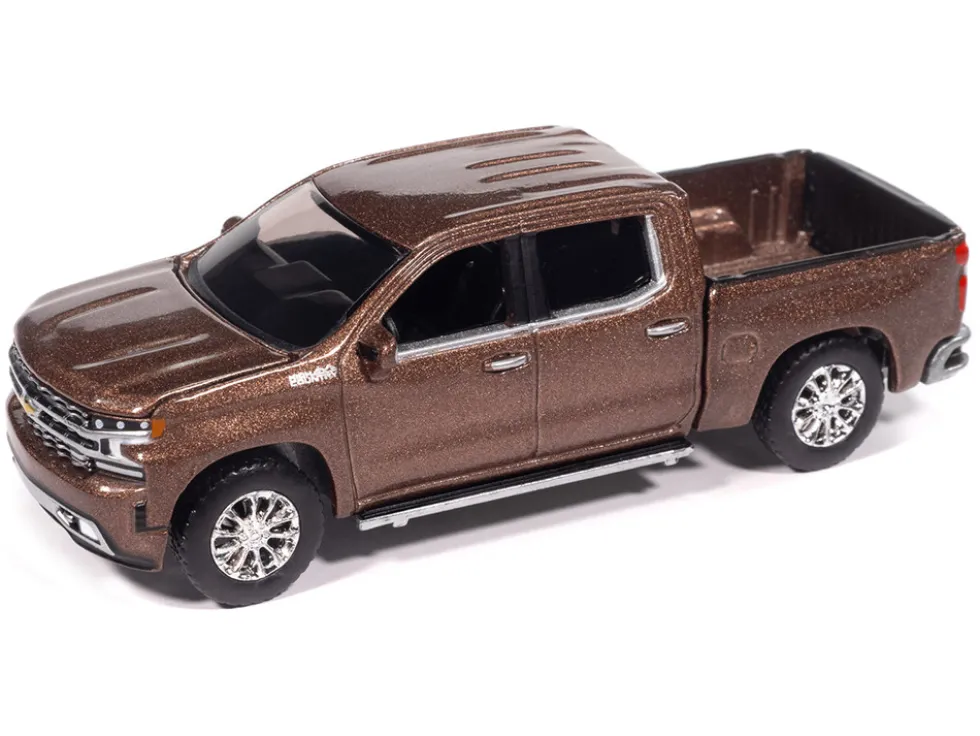 2019 Chevrolet Silverado High Country Pickup Truck Oakwood Brown Metallic "Muscle Trucks" Series 1/64 Diecast Model Car by Auto World