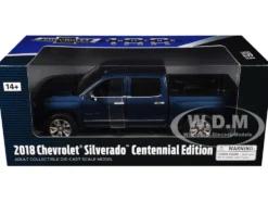 2018 Chevrolet Silverado LTZ Centennial 100 Years Anniversary Edition Blue 1/27 Diecast Model Car Motormax 79353