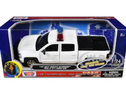 2017 Chevrolet Silverado 1500 LT Z71 Crew Cab Pickup Truck White with Flashing Light Bar and Front and Rear Lights and Sounds 1/27 Diecast Model Car by Motormax