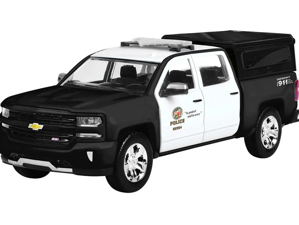 2017 Chevrolet Silverado 1500 LT Z71 Crew Cab Pickup Truck "Los Angeles Police Department" Black and White "Law Enforcement and Public Service" Series 1/27 Diecast Model Car by Motormax