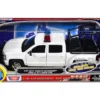 2017 Chevrolet Silverado 1500 LT Z71 Crew Cab Pickup Truck with White with Flashing Light Bar and Front and Rear Lights and Sounds 1/27 Diecast Model Car by Motormax