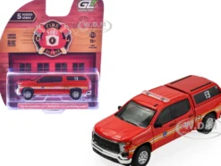 2023 Chevrolet Silverado Pickup Truck with Camper Shell "FDNY (New York City Fire Department)" Red with Stripes "Fire & Rescue" Series #5 1/64 Diecast Model Car by Greenlight