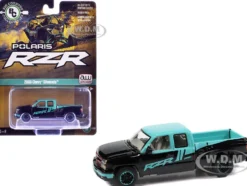 2006 Chevrolet Silverado Pickup Truck "Polaris RZR" Black and Blue "Big Country Collectibles" 2025 Series 1/64 Diecast Model Car by Auto World
