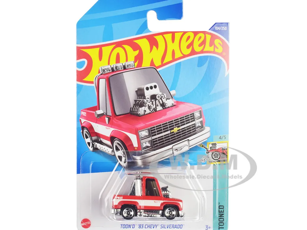 1983 Chevrolet Silverado Toon d Pickup Truck Red and White Tooned Series Diecast Model Car Hot Wheels HHF50