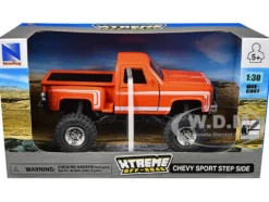 Chevrolet Sport Step Side Pickup Truck Orange with White Graphics "Xtreme Off-Road" Series 1/30 Diecast Model by New Ray