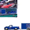 1993 Chevrolet 454 SS Pickup Truck Blue Metallic with Black Hood and Car Trailer Blue Metallic "Cole Joseph Motorsports" "Tow & Go" Series 1/64 Diecast Model Car by Maisto