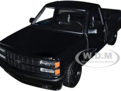 1992 Chevrolet 454 SS Pickup Truck Matt Black 1/24 Diecast Model Car Motormax 73203MTBK
