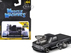 1993 Chevrolet 454 SS Pickup Truck Matt Black "Blackout Edition" 1/64 Diecast Model Car by Muscle Machines