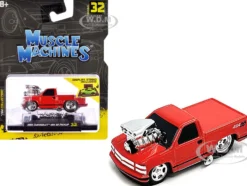 1993 Chevrolet 454 SS Pickup Truck Red 1/64 Diecast Model Car by Muscle Machines