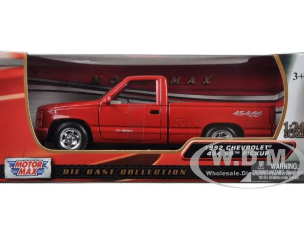 1992 Chevrolet SS 454 Pickup Truck Red 1/24 Diecast Car Model Motormax 73203
