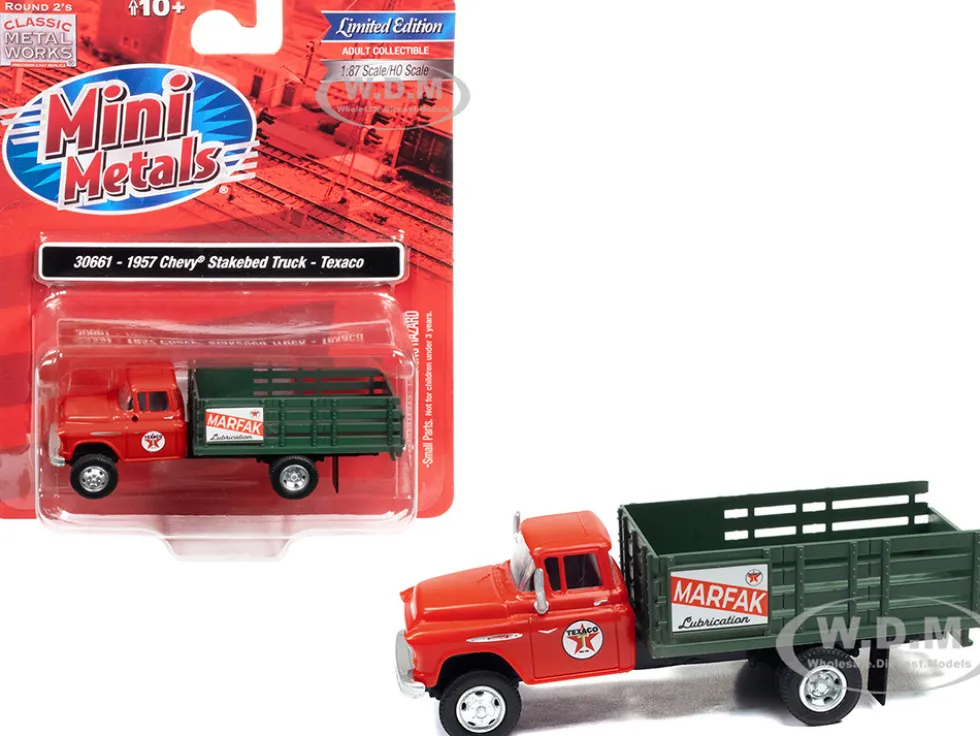1957 Chevrolet Stakebed Truck Red Texaco Marfak Lubrication 1/87 (HO) Scale Model Car Classic Metal Works 30661