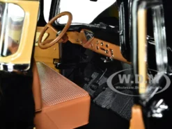 1957 Chevrolet 3100 Stepside Pickup Truck Black and Tan with Graphics Leinenkugle's Beer The Pride of Chippewa Falls 1/18 Diecast Model Auto World AW311