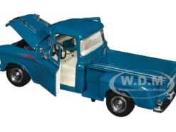 1957 Chevrolet 3100 Stepside Pickup Truck Teal Metallic Timeless Legends Series 1/24 Diecast Model Car Motormax 79381t