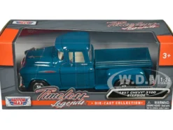 1957 Chevrolet 3100 Stepside Pickup Truck Teal Metallic Timeless Legends Series 1/24 Diecast Model Car Motormax 79381t