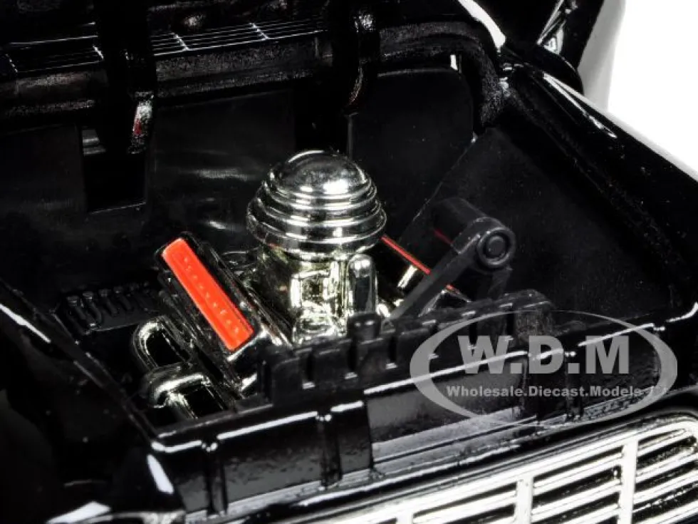 1955 Chevrolet 5100 Stepside Pickup Truck Black 1/24 Diecast Car Model Motormax 73236