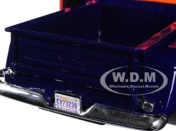 1955 Chevrolet 5100 Stepside Pickup Truck Gulf Dark Blue Orange 1/24 Diecast Model Car Motormax 79651