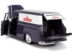 1957 Chevrolet Suburban "Chevron" Dark Blue with White Stripes and Chevron Gas Pump "Just Trucks" Series 1/24 Diecast Model Car by Jada