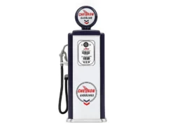 1957 Chevrolet Suburban "Chevron" Dark Blue with White Stripes and Chevron Gas Pump "Just Trucks" Series 1/24 Diecast Model Car by Jada