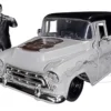 1957 Chevrolet Suburban Gray Black Graphics Frankenstein Diecast Figurine Universal Monsters Hollywood Rides Series 1/24 Diecast Model Car Jada 32191