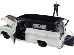 1957 Chevrolet Suburban Gray Black Graphics Frankenstein Diecast Figurine Universal Monsters Hollywood Rides Series 1/24 Diecast Model Car Jada 32191