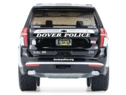 2024 Chevrolet Tahoe Police Pursuit Vehicle "Dover Police – 100th Anniversary Edition" Black with White Stripes "Hobby Exclusive" Series 1/64 Diecast Model Car by Greenlight