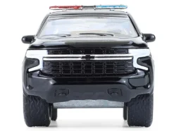 2024 Chevrolet Tahoe Police Pursuit Vehicle "Dover Police – 100th Anniversary Edition" Black with White Stripes "Hobby Exclusive" Series 1/64 Diecast Model Car by Greenlight