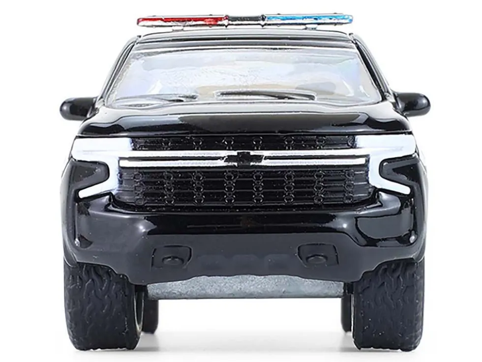 2024 Chevrolet Tahoe Police Pursuit Vehicle "Dover Police – 100th Anniversary Edition" Black with White Stripes "Hobby Exclusive" Series 1/64 Diecast Model Car by Greenlight