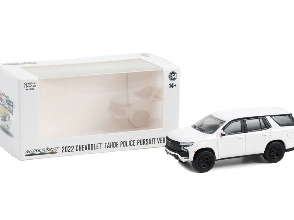 2022 Chevrolet Tahoe Police Pursuit Vehicle PPV White Hot Pursuit Hobby Exclusive Series 1/64 Diecast Model Car Greenlight 43001