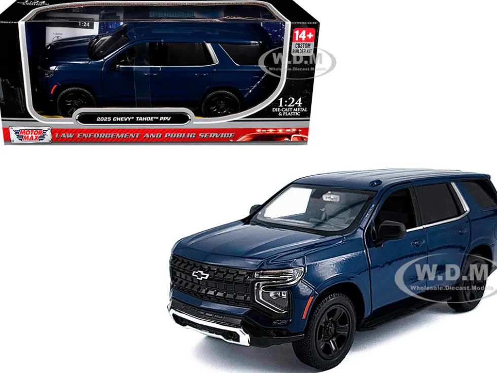 2025 Chevrolet Tahoe PPV Dark Blue "Custom Builder's Kit - Law Enforcement and Public Service" Series 1/24 Diecast Model Car by Motormax