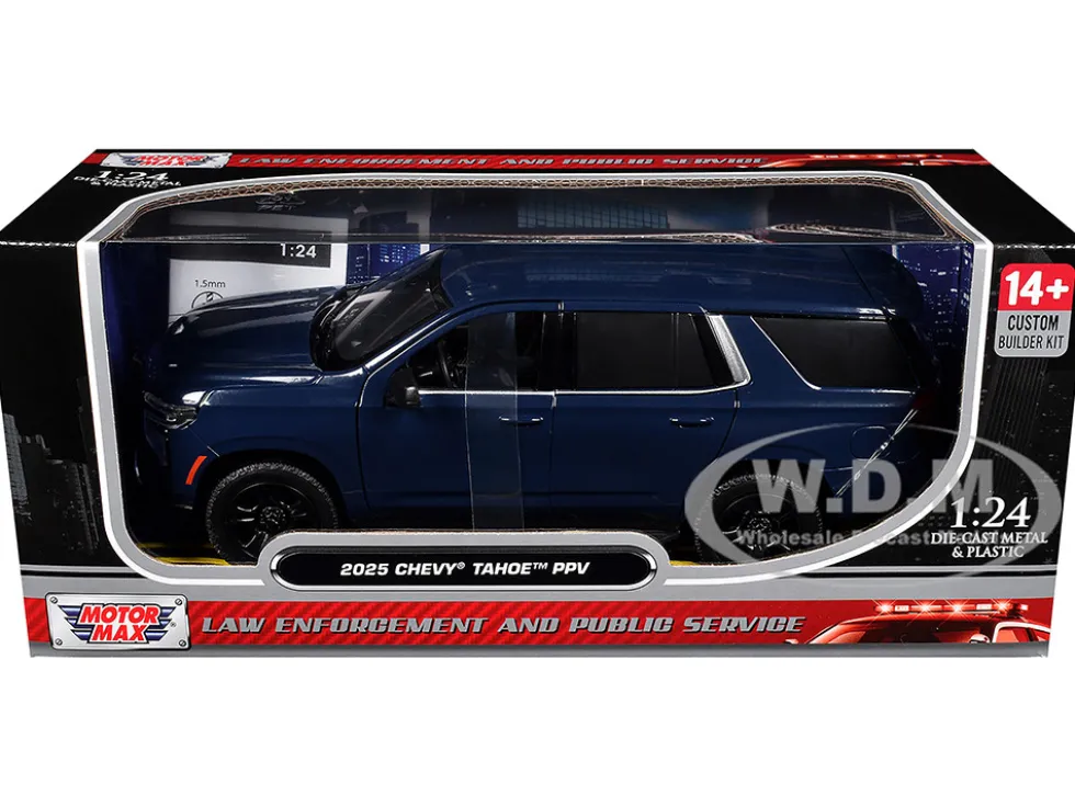 2025 Chevrolet Tahoe PPV Dark Blue "Custom Builder's Kit - Law Enforcement and Public Service" Series 1/24 Diecast Model Car by Motormax