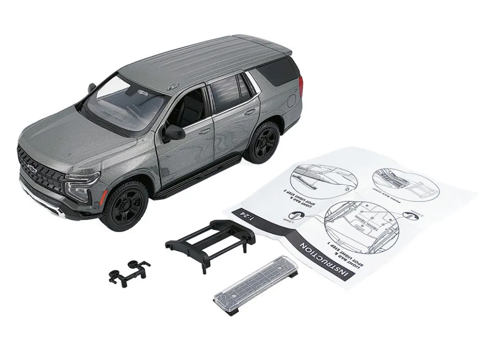 2025 Chevrolet Tahoe PPV Dark Gray Metallic "Custom Builder's Kit - Law Enforcement and Public Service" Series 1/24 Diecast Model Car by Motormax