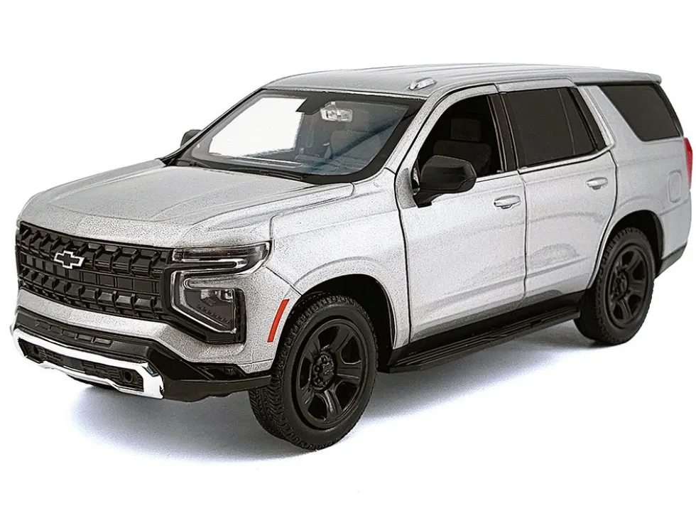 2025 Chevrolet Tahoe PPV Silver Metallic "Custom Builder's Kit - Law Enforcement and Public Service" Series 1/24 Diecast Model Car by Motormax