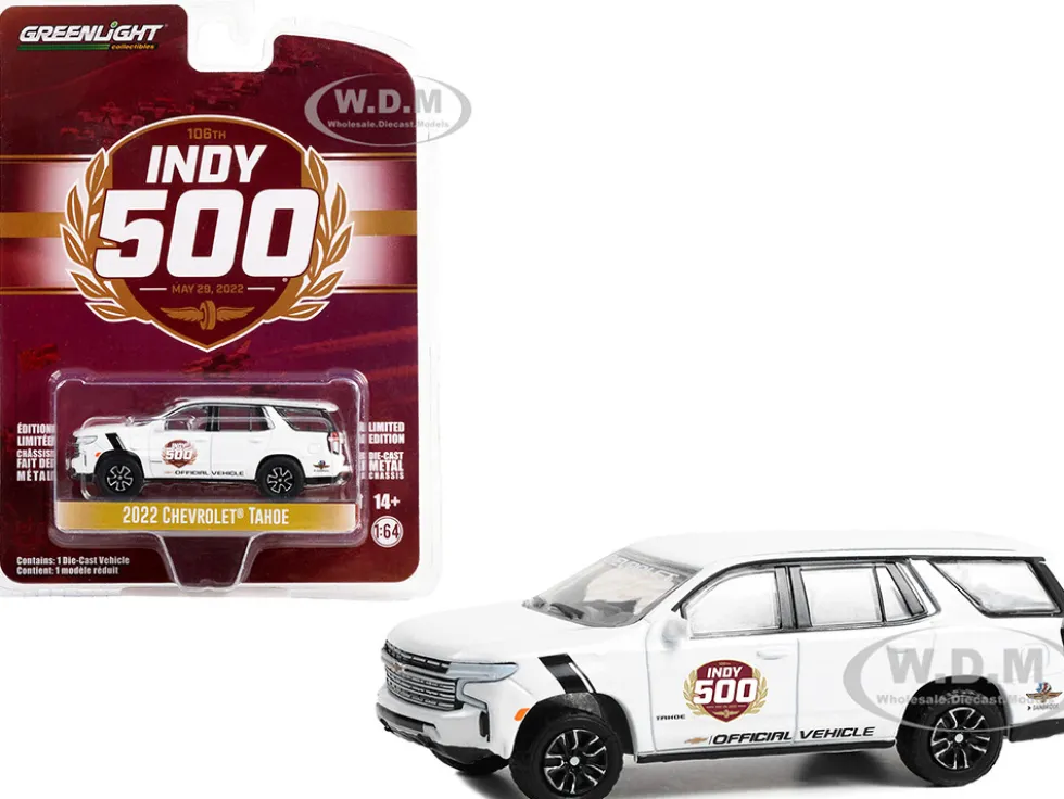 2022 Chevrolet Tahoe White 106th Running of the Indianapolis 500 Official Vehicle 2022 Anniversary Collection Series 15 1/64 Diecast Model Car Greenlight 28120F