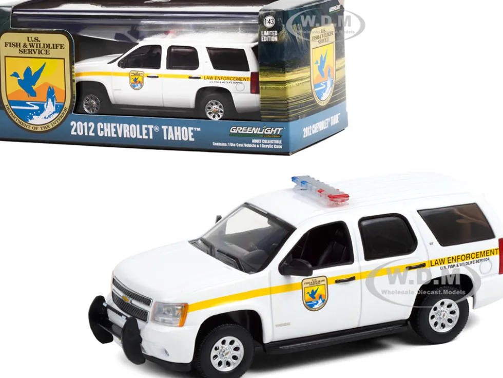 2012 Chevrolet Tahoe White with Yellow Stripes U.S. Fish & Wildlife Service Law Enforcement 1/43 Diecast Model Car Greenlight 86190