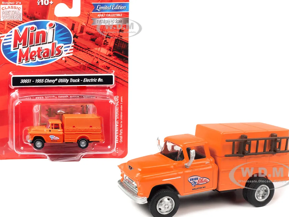 1955 Chevrolet Utility Truck Orange Union Electric 1/87 (HO) Scale Model Classic Metal Works 30651