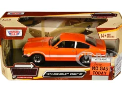 1974 Chevrolet Vega GT Orange Metallic with White Stripes Forgotten Classics Series 1/24 Diecast Model Car Motormax 79048OR