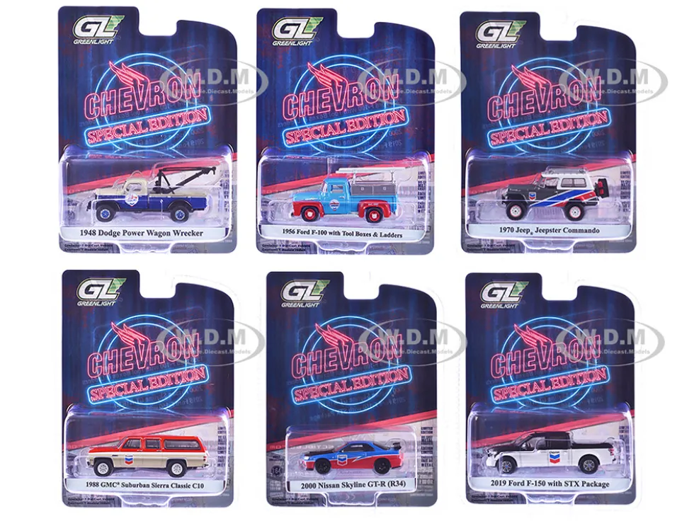 Chevron Special Edition Series 1 Set of 6 pieces 1/64 Diecast Model Cars by Greenlight