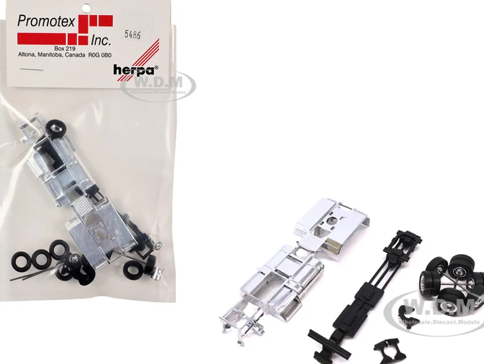 Chrome Chassis Kit for Kenworth or Peterbilt Cab 1/87 (HO) Plastic Model by Promotex