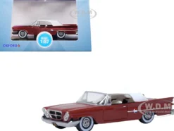 1961 Chrysler 300 Convertible Closed Top Cinnamon Brown Metallic with White Top 1/87 (HO) Scale Diecast Model Car Oxford Diecast 87CC61004