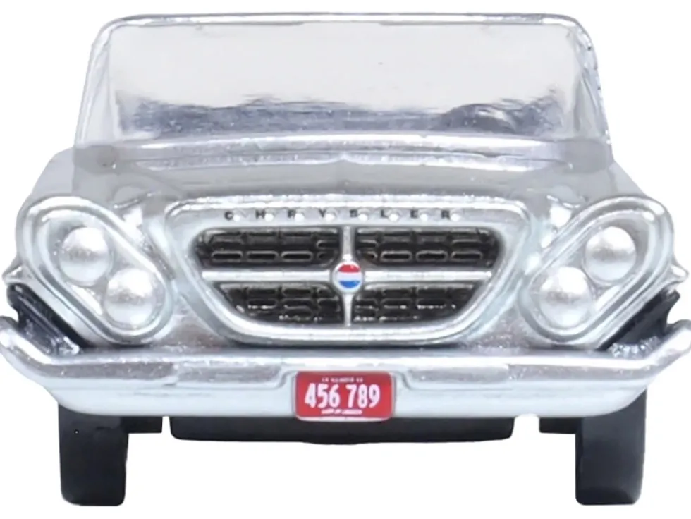 1961 Chrysler 300G Convertible Sheffield Silver Metallic 1/87 (HO) Scale Diecast Model Car by Oxford Diecast