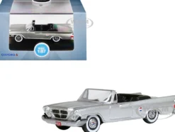 1961 Chrysler 300G Convertible Sheffield Silver Metallic 1/87 (HO) Scale Diecast Model Car by Oxford Diecast