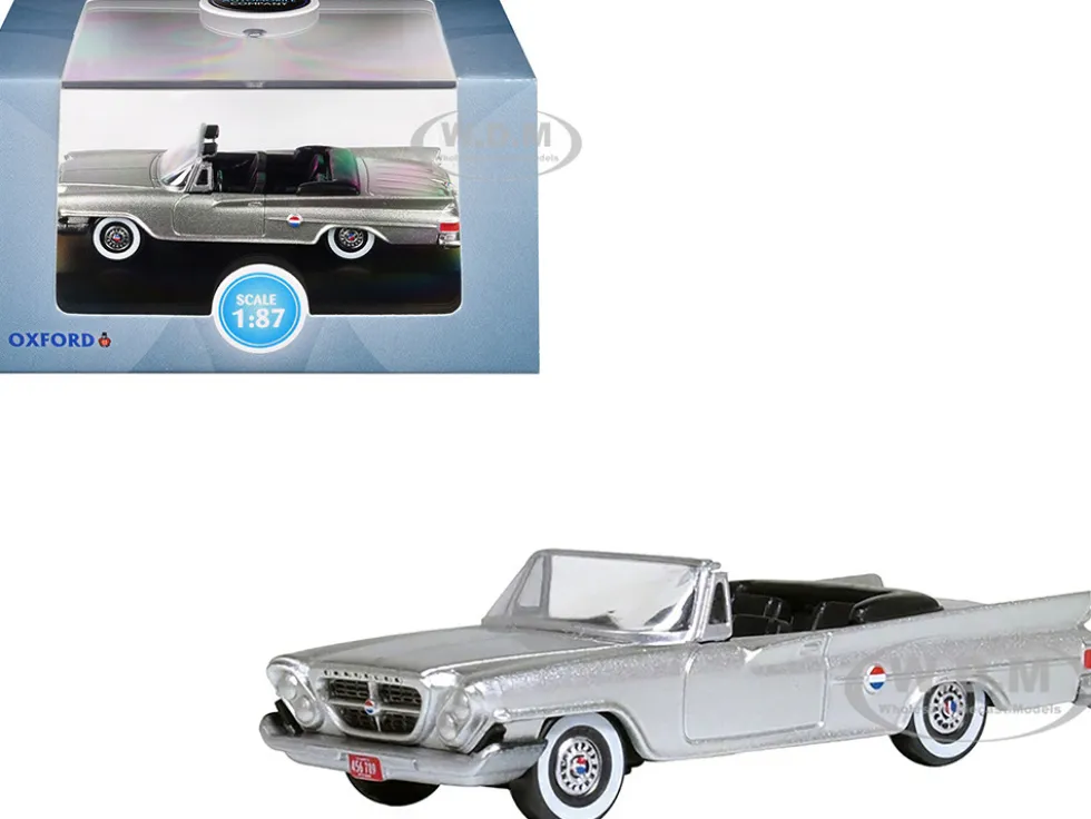 1961 Chrysler 300G Convertible Sheffield Silver Metallic 1/87 (HO) Scale Diecast Model Car by Oxford Diecast