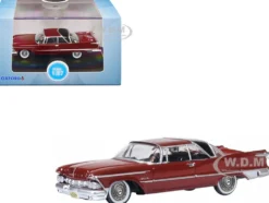 1959 Chrysler Imperial Crown 2 Door Hardtop Radiant Red with Black Top 1/87 (HO) Scale Diecast Model Car Oxford Diecast 87IC59003