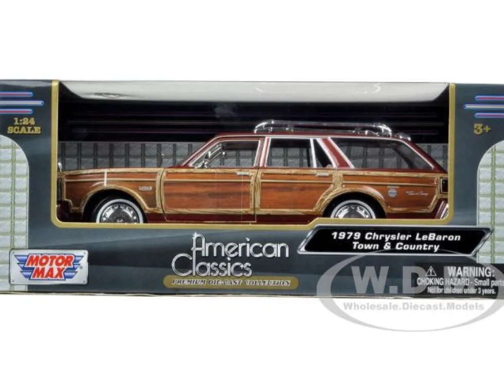 1979 Chrysler Lebaron Town and Country Burgundy 1/24 Diecast Model Car Motormax 73331