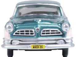 1955 Chrysler New Yorker Deluxe St. Regis Jade Green Metallic and Cream 1/87 (HO) Scale Diecast Model Car by Oxford Diecast